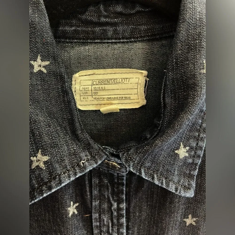 Current Elliott Anthropologie The Perfect Dark wash Denim Boyfriend Shirt. 2